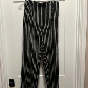 St John Black and White Striped Pants with Pockets